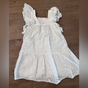 Zara White Eyelet Ruffle Dress Size 2-3